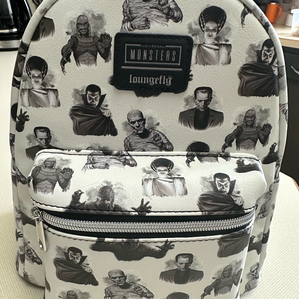 Loungefly Universal Monsters Black & White Mini Backpack and wallet